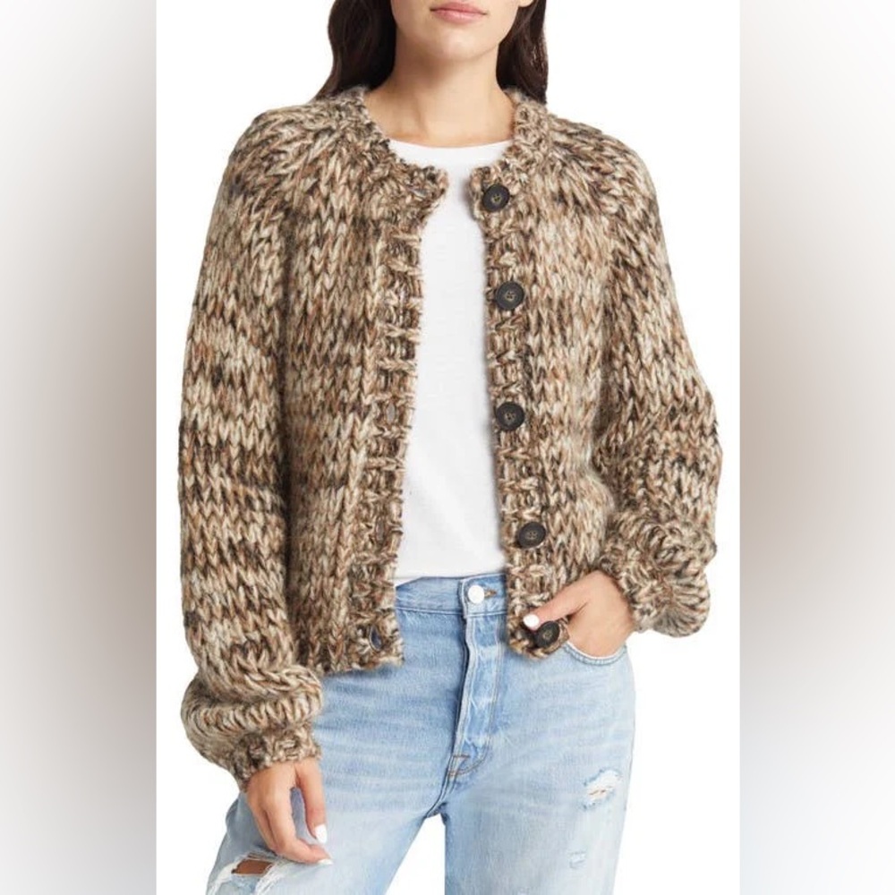 NWT $478 Frame Marl Alpaca Blend Cardigan In Multi